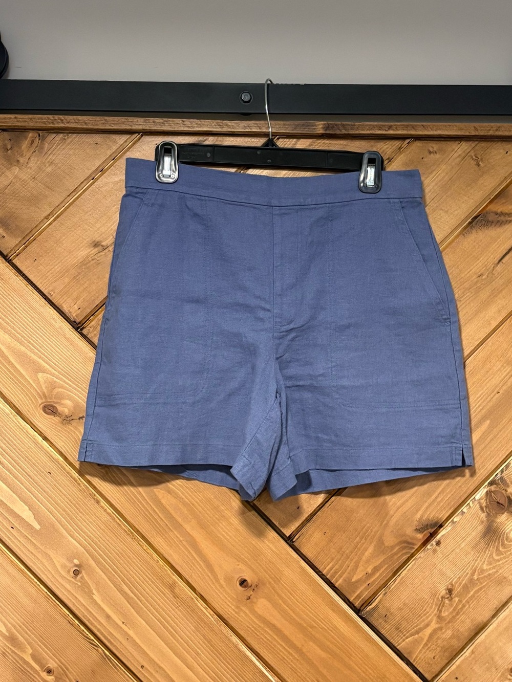 Banana Republic Blue High-Waist Linen Tailored Shorts Small Pull On Elastic